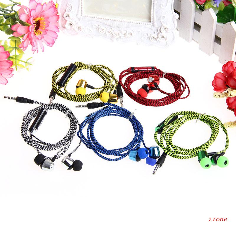 Zzz Earphone Headphone In-Ear 3.5mm Dengan Mic Braided Headset Untuk Telepon New