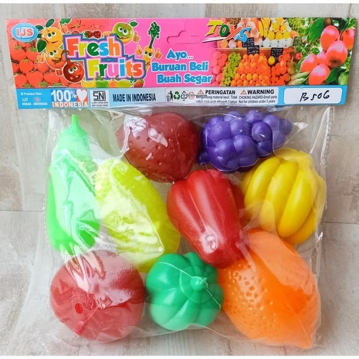 [B 506] - Mainan Anak Buah Buahan Plastik Kecil isi 9 Macam - Fresh Fruit Toy B506