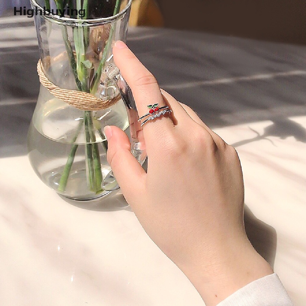 Hbid Gadis Gaya Jepang Korea Strawberry Cherry Pembukaan Cincin Kepribadian Perhiasan Glory