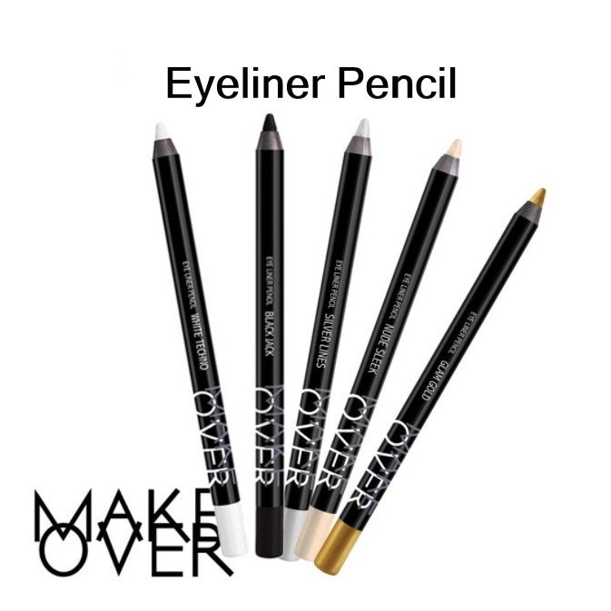 MAKE OVER Eye Liner Pencil Indonesia / Eyeliner 1.2g / Absolute Intensity Ultra Intense Waterproof Smudgeproof / Pensil Alis Anti Air Pigmented / Hitam Black Brown Navy Blue Nude Silver / Makeup Cosmetic Eyes Make Up Kosmetik Kelopak Mata Makeover Series