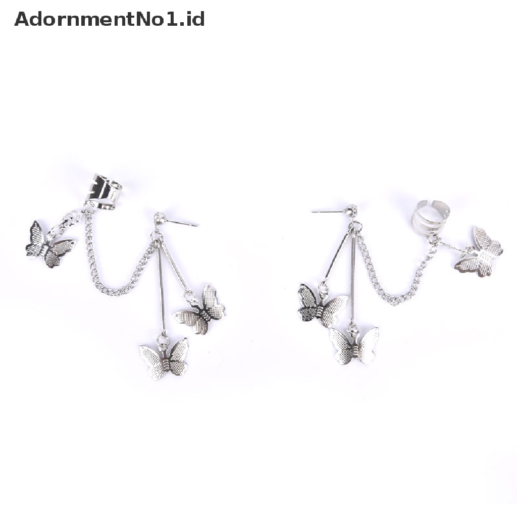 [AdornmentNo1] Kupu-kupu Klip Anting Ear Hook Stainless Steel Klip Telinga Anting Tindik Ganda [ID]