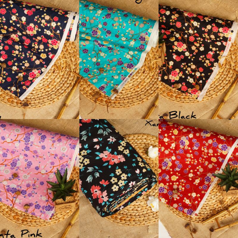 Kain Katun Jepang Motif Bunga Kecil Bahan Katun Jepang Kode D