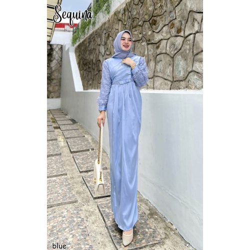 Sequina Gamis Satin Pesta Bridemaids Kondangan