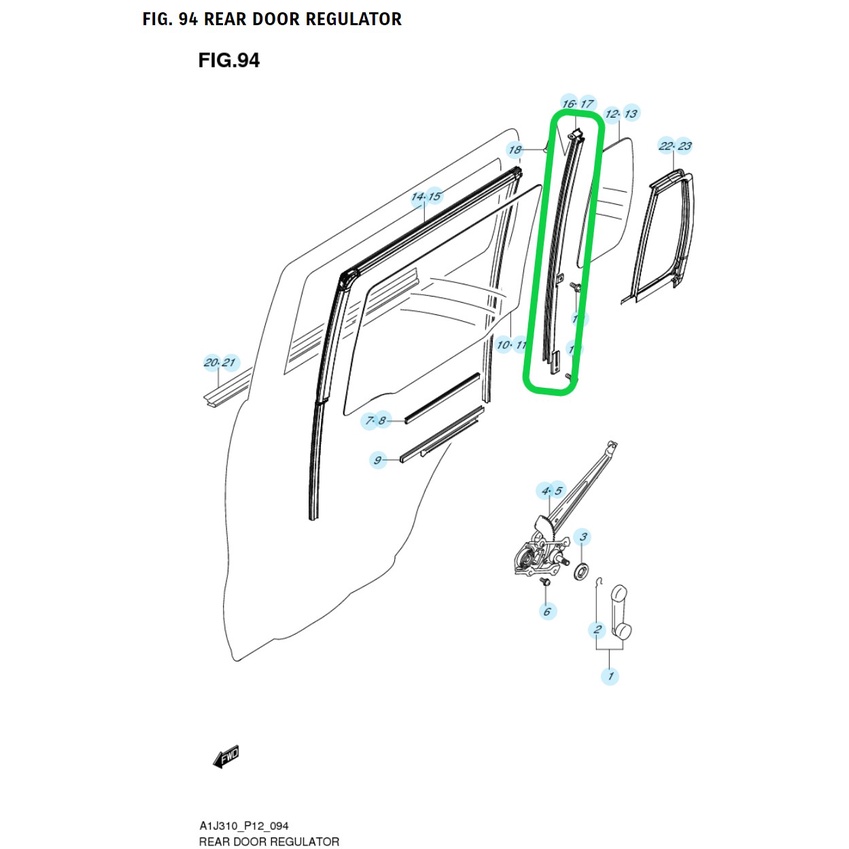 Sash Rel Bingkai Kaca Pintu Belakang Suzuki Karimun Wagon R ASLI SGP!