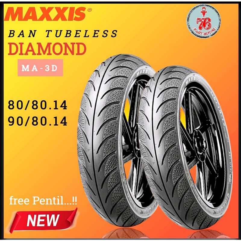 PAKET 2 BAN TUBELES MAXXIS DIAMOND 80/80.14+90/80.14 FREE PENTIL