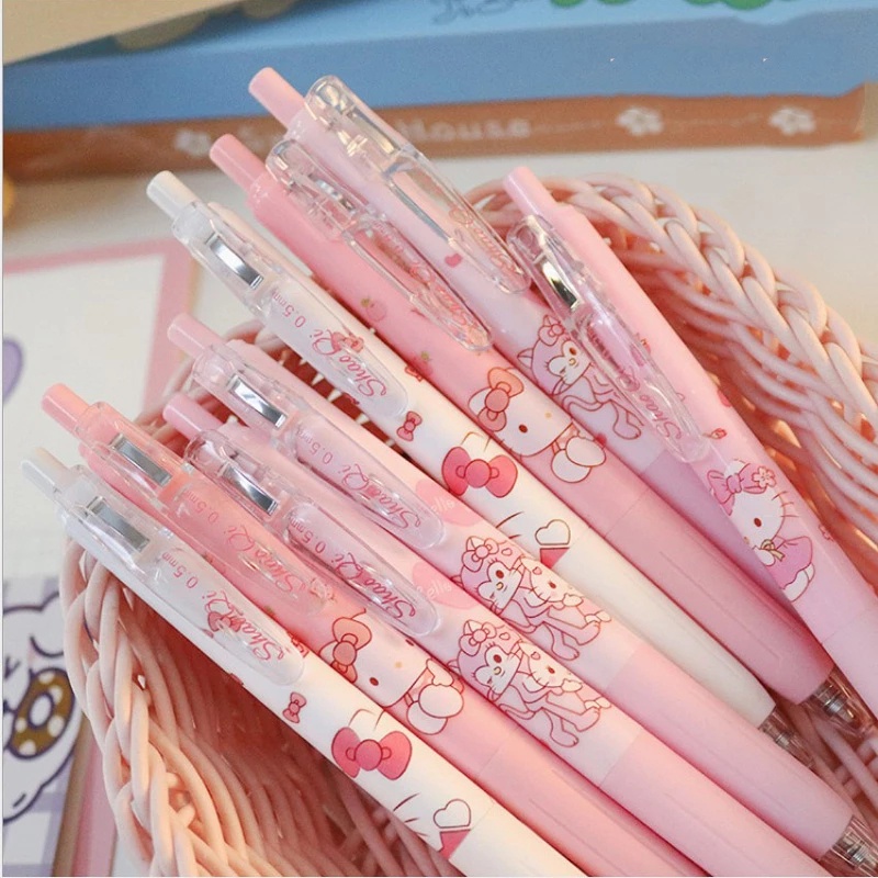 Cute Style INS Pena Menulis Halus Hitam Gel Tinta Flex Press Pulpen Ballpen Tanda Tangan Siswa Kartun Untuk Diary Scrapbooking Menggambar Sekolah Kantor Hewan Perlengkapan Alat Tulis