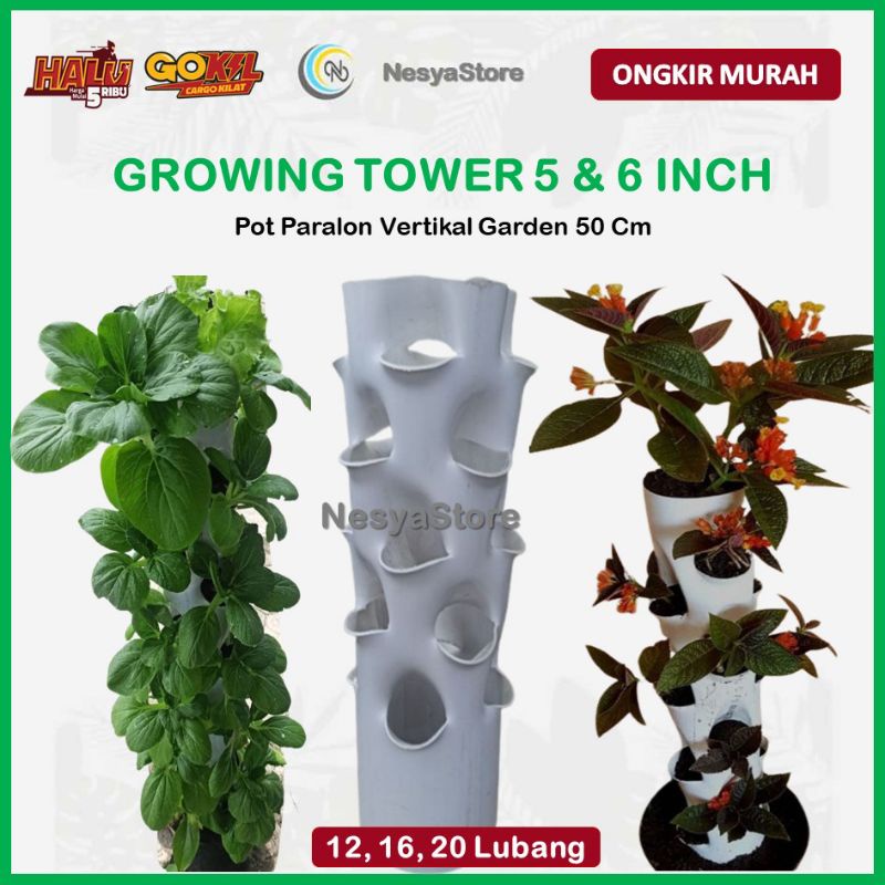 Growing Tower 5 inchi 6 inchi Vertikal Garden Pot Tanaman Vertikultur 50 Cm - Pot Vertikal