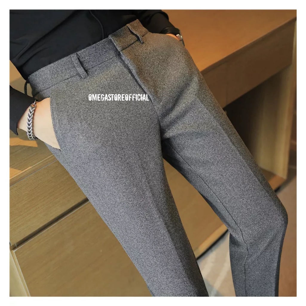 OMEGA - Celana Bahan Dasar Pria Slim Fit Size 27-38