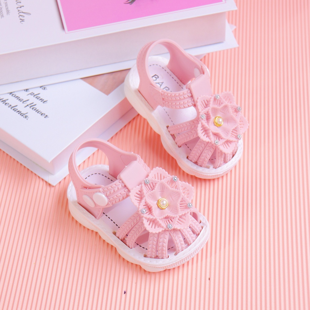 Okaybaby B258 Sandal Flat Flower Anak Perempuan Lucu Lembut Import