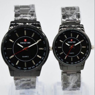 JAM TANGAN SWISS TIME TAHAN AIR RANTAI COUPLE FULL STAINLESS STEEL FREE BOX FREE BATERAI CADANGAN