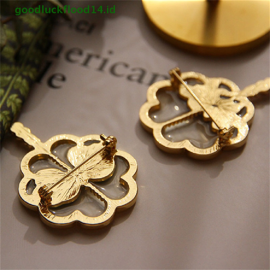 [GOOGFOUR] 2022terbaru Logam Drip Glaze Retro Elegan Folk-Custom Flowers Fan Brooch Untuk [TOP]