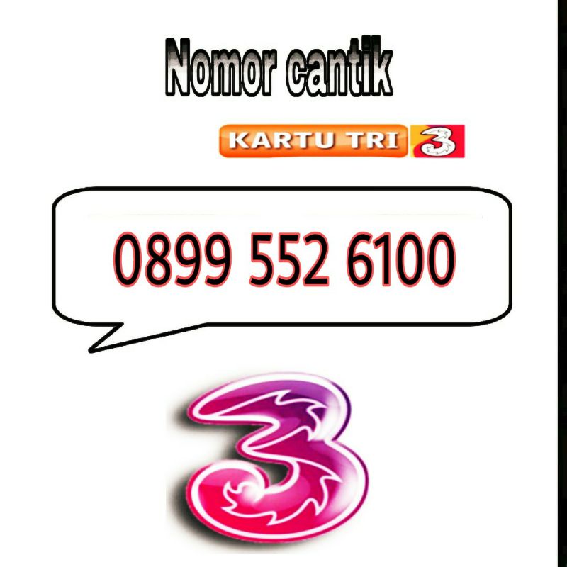 nomor cantik nomer kartu perdana 3 tri three 4g LTE 11 digit 11digit 11angka angka limited edition murah meriah 9955 99 55 995 95 955 552 52 6100 61 00 610 10 100