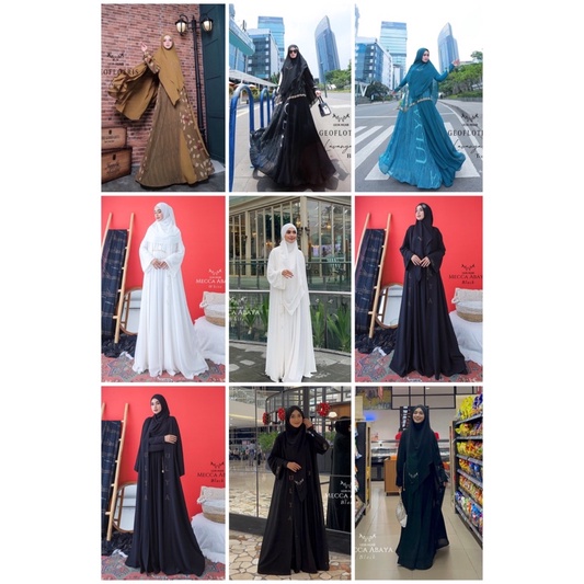 MECCA ABAYA,SET LAVANYA TOSCA, BLACK GEOFLOTRIS DAN SET GEOFLOTRIS LEVY BY ULYA HIJAB SYARI
