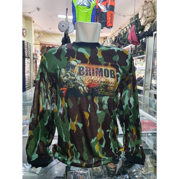 Kaos bantalan Loreng Brimob Besar | Kaos Panjang Loreng | Kaos Loreng Logo Army lengan panjang