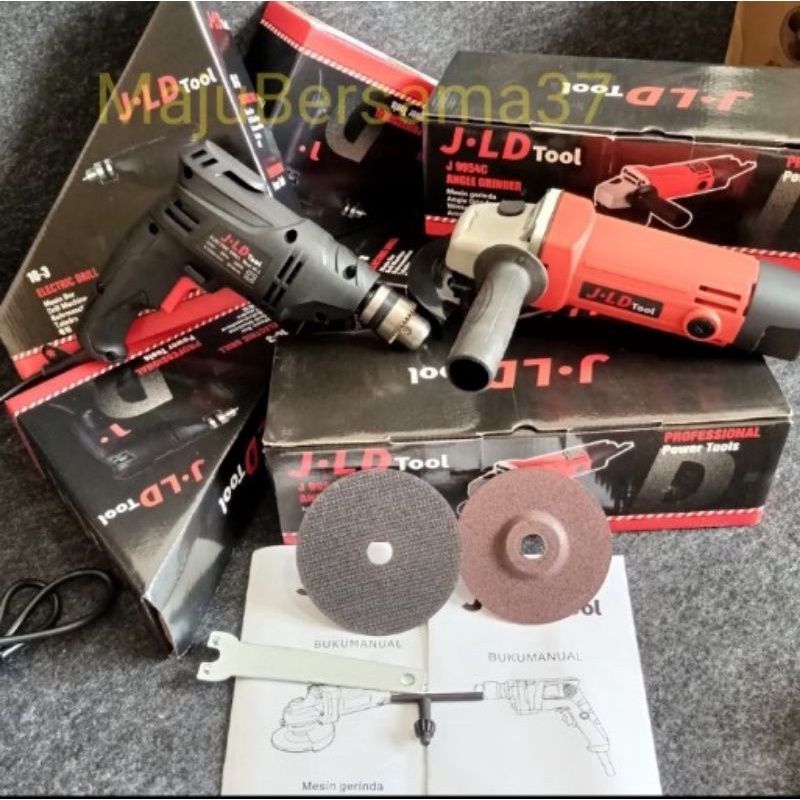 PAKET MURAH MESIN BOR TANGAN 10MM & GERINDA TANGAN 4IN JLD LENGKAP AKSESORIS MATA POTONG MATA POLES 