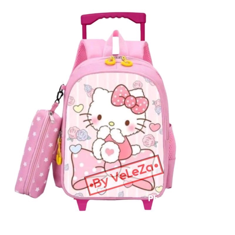 Tas ransel troli anak karakter hello Kitty2in1 - tas + tempat pinsil