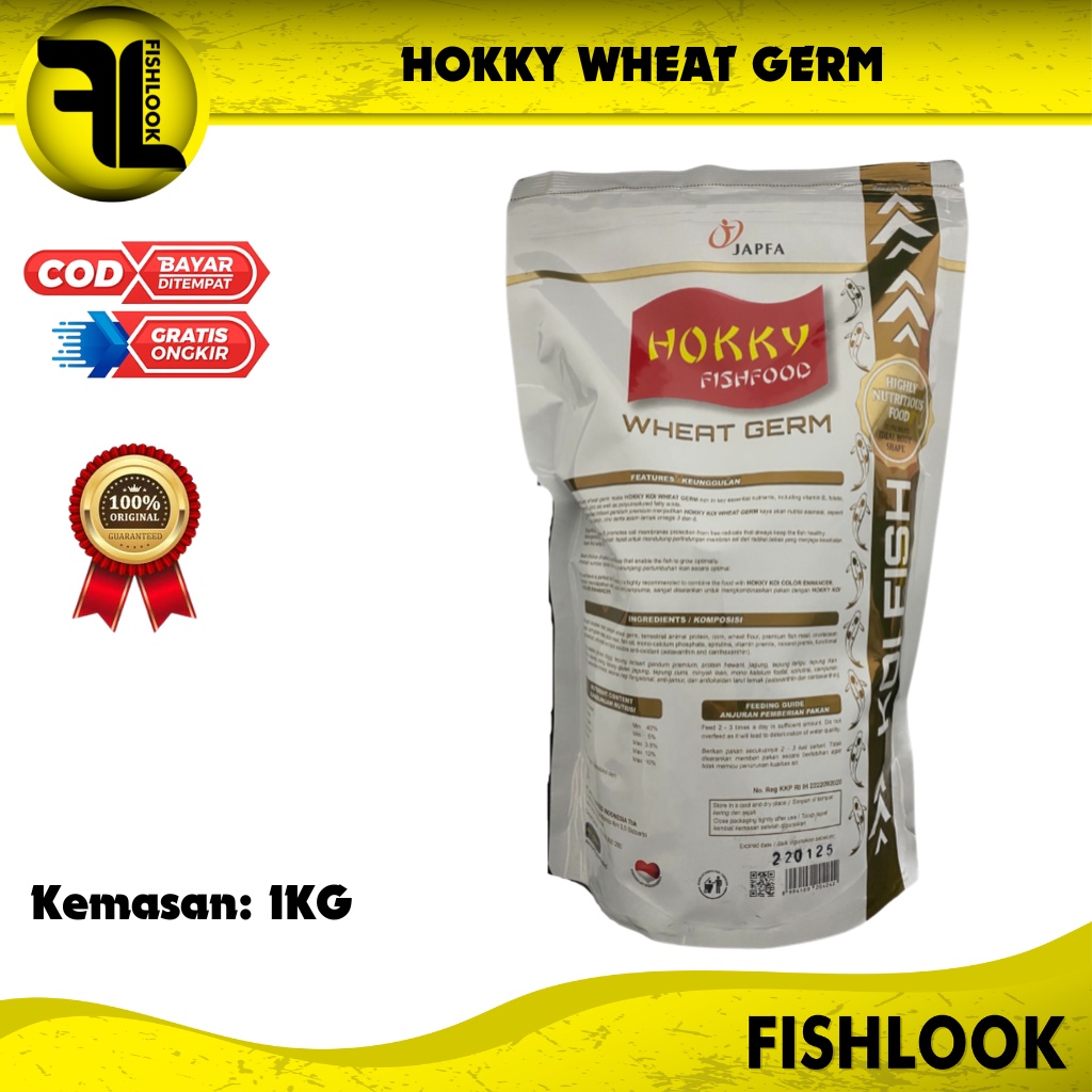 HOKKY KOI WHEAT GERM 1 KG PAKAN PELLET PELET MAKANAN IKAN HIAS
