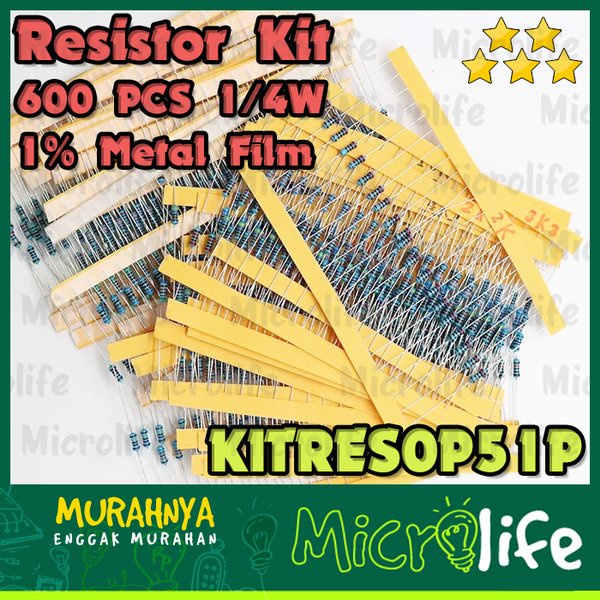 Resistor Kit 600 PCS 1/4W 1% Metal Film