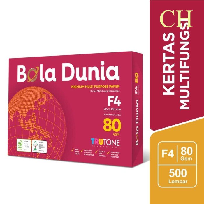 

Bola Dunia Kertas Fotocopy 80 GSM F4 berkualitas