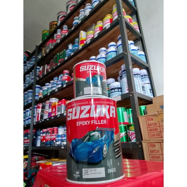 EPOXY FILLER GREY CAT DASAR UNTUK BESI, KAYU, PLASTIK / SUZUKA + HARDENER