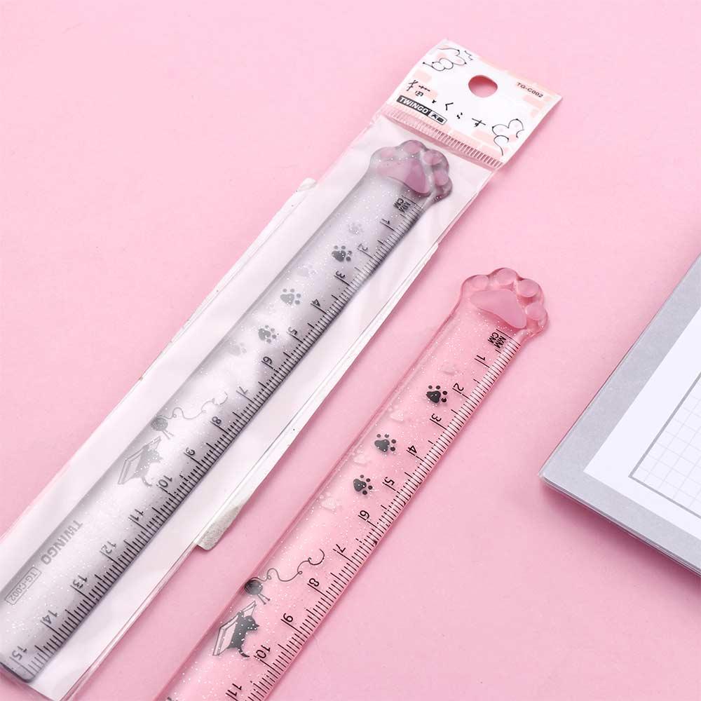 Penggaris Lurus Agustina Kawaii Lucu 15cm Plastik Hadiah Anak Lukisan Cats Claw Ruler