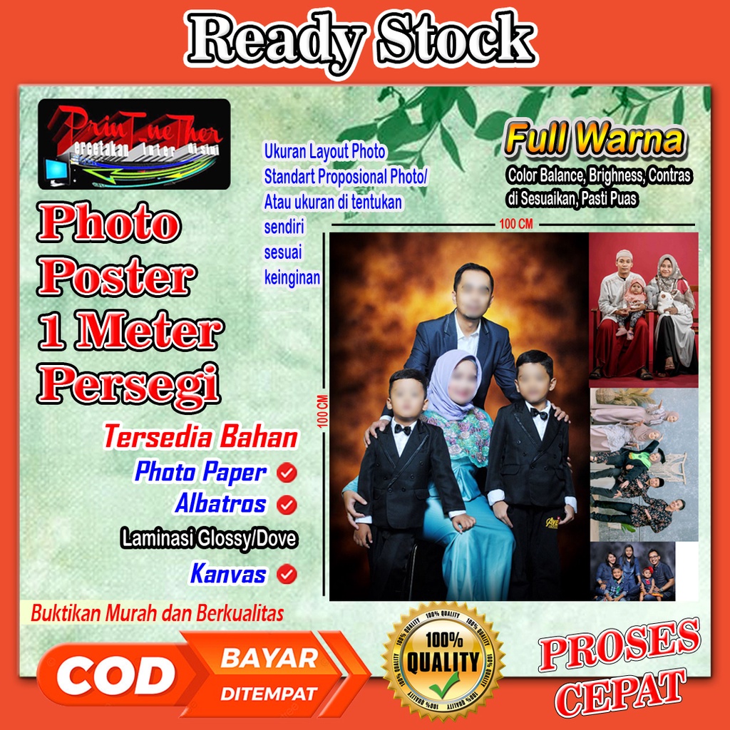 

Photo Poster, Minimal Ukuran 1 Meter Persegi Cetak+ Laminasi+Cut