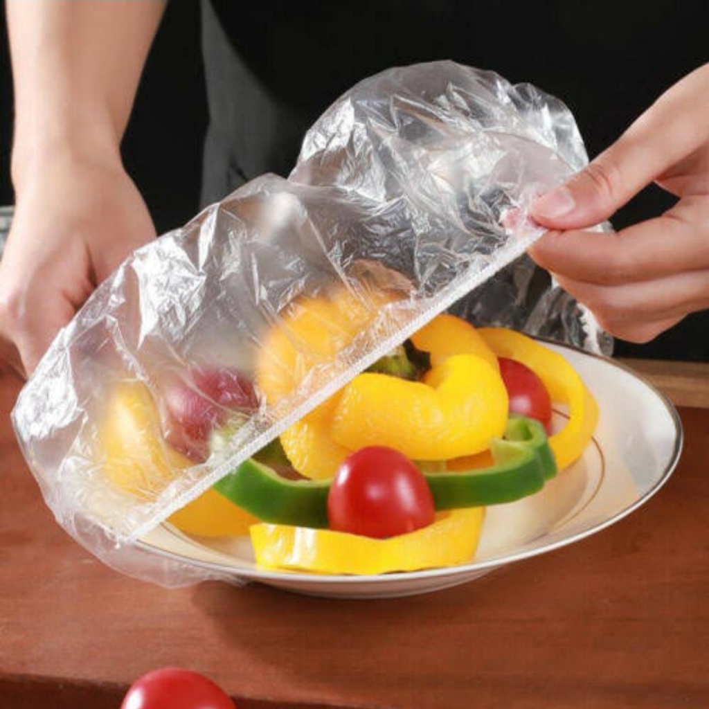 ⭐️𝐈𝐇𝐒 𝟖𝟒𝟖 𝐋𝐚𝐦𝐩𝐮𝐧𝐠⭐️Plastik Penutup Makanan Buah Buahan Karet Anti Debu Shower Cap Serbaguna 95pcs