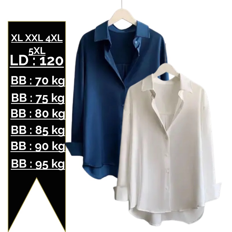 Kemeja Wanita Jumbo Terbaru Ld 120 Baju Atasan Kemeja Overize Big Size Wanita XL Ld110 XXL LD120 4XL