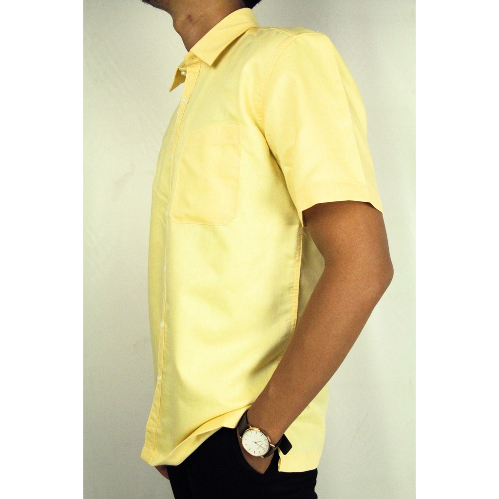 Kemeja Pria Reguler Stanley Adams Lengan Pendek Kuning Polos 23 | Hem Pria Reguler | Kemeja Branded Original 100% Matahari