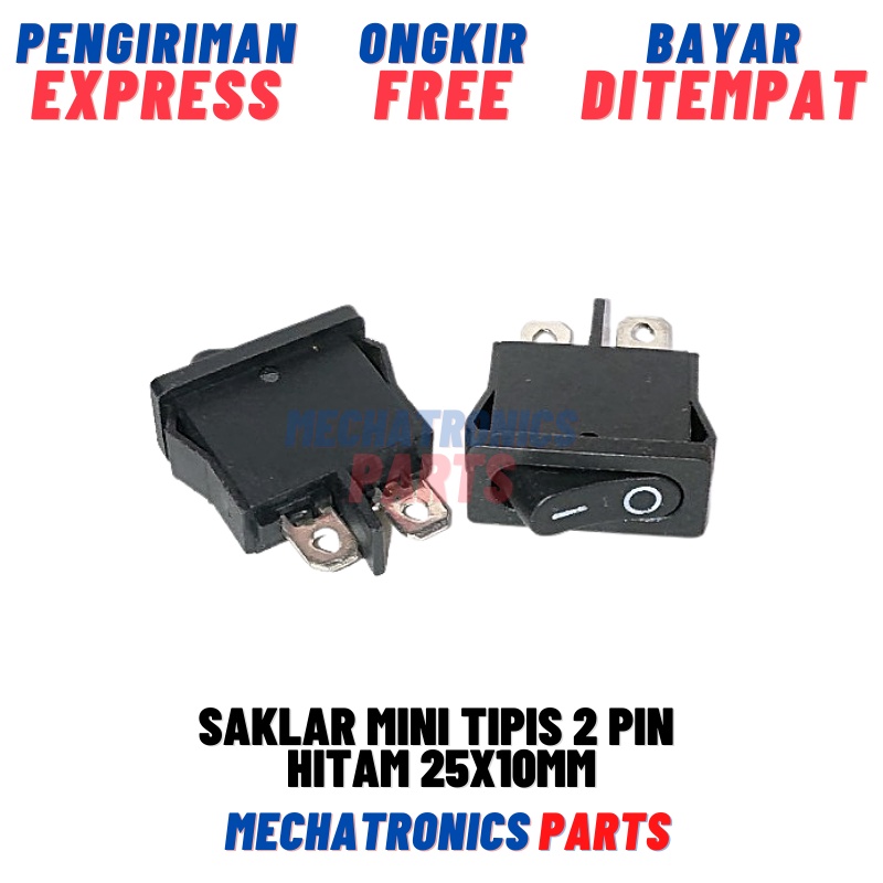 Saklar Mini Tipis 2 Pin Hitam 25x10mm Switch On Off CS40