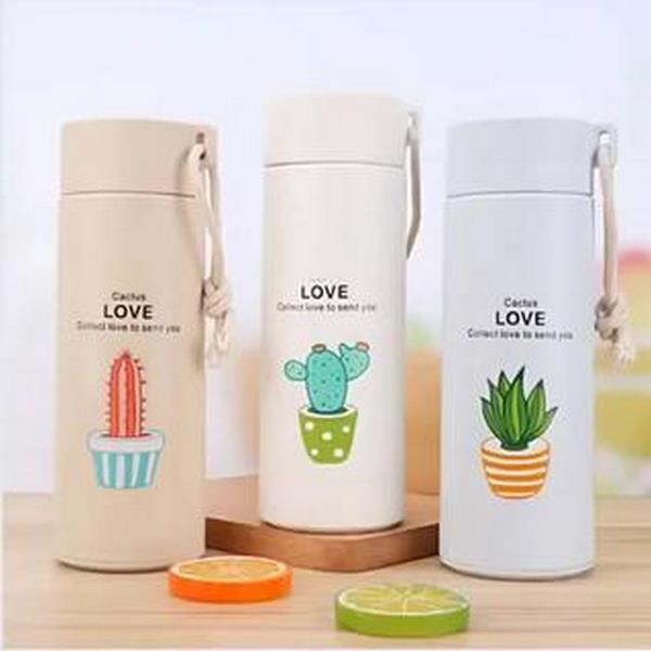 Yamata Botol Minum Kaca 450 ML / Botol Minum Lucu / Tumbler Kaca Unik Motif Tanaman Kaktus / Bottle Glass / Korean Bottle Tumbler