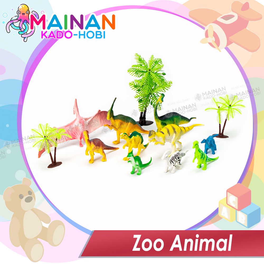 HADIAH KOLEKSI ANAK PAJANGAN SET MINIATUR ZOO ANIMAL DINOSAURUS