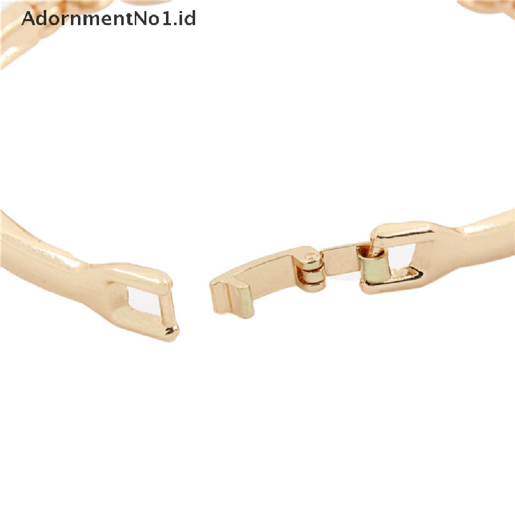 [AdornmentNo1] Hot Fashion Wanita Lady Lapis Emas Kristal Cuff Bangle Cinta Hati Pesona Gelang [ID]