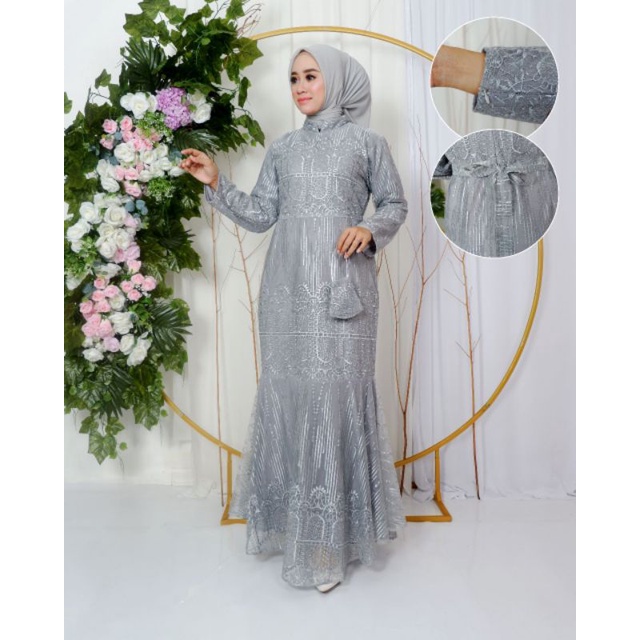 Gamis Duyung,Gamis Duyung Brokat,Gamis Duyung Terbaru,Gamis Brokat,Gamis Slim,Gamis Duyung Tulle