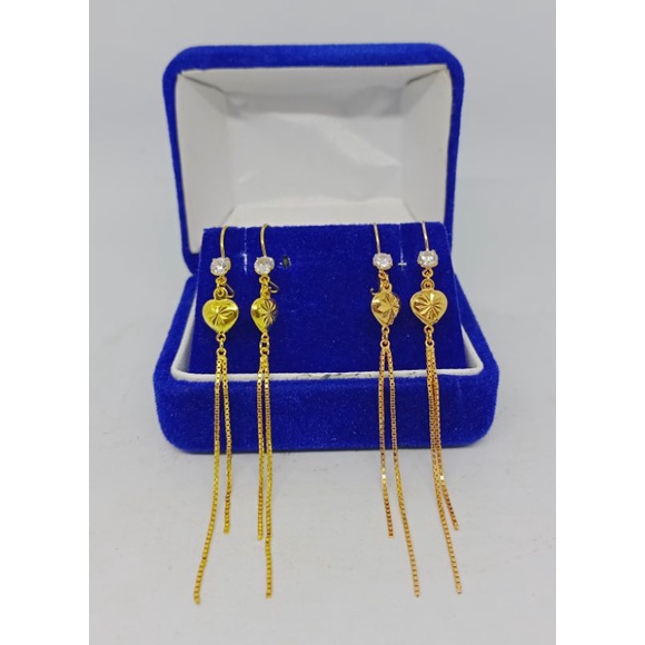 anting kait mp + love ukir itali santa/ anting perak asli silver 925 lapis emas/ anting fashion wanita terbaru