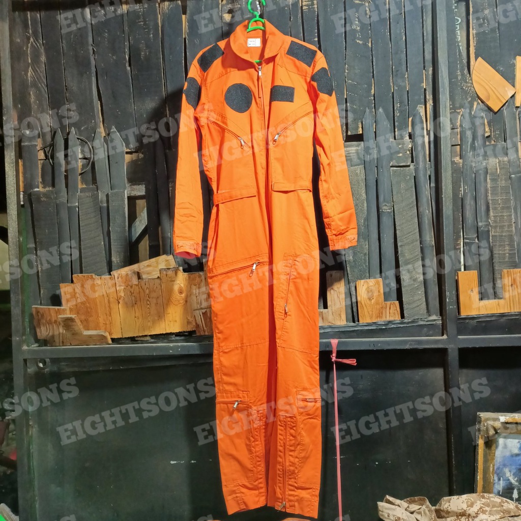 Wearpack Oren Orange Asli Pilot Tempur Penerbang Mekanik Pembagian TNI AU Katelpak Ovrol Werpak jata