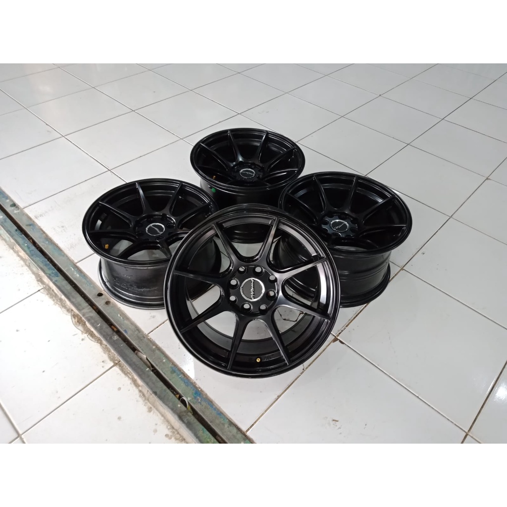 Pelek Mobil Pro Racing Ring 15x7/8 H8x100/114 Black Velg Sirion Ignis Vios Jazz Vtec