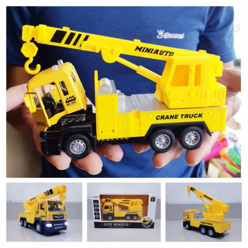 Diecast Truk Crane Alloy - Mainan Miniatur Mobil Truck Kontruksi Koleksi Anak