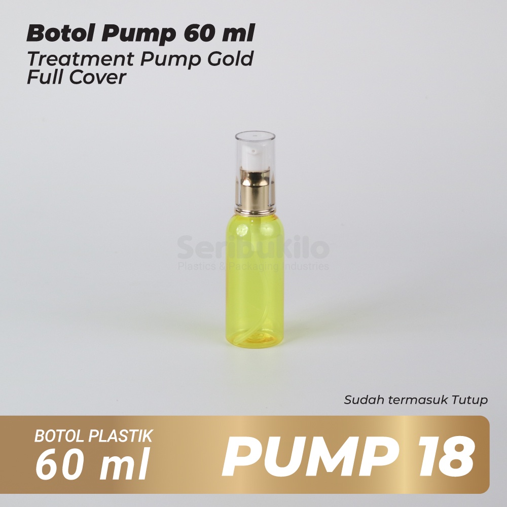 BOTOL PUMP 60 ML / BOTOL PLASTIK 60 ML + TREATMENT PUMP GOLD FULL / BOTOL 60 ML TREATMENT PUMP RING GOLD FULL COVER