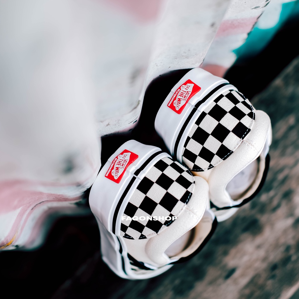 VANS SLIP-ON SKATE PRO CHECKERBOARD BLACK/WHITE ORIGINAL 100%