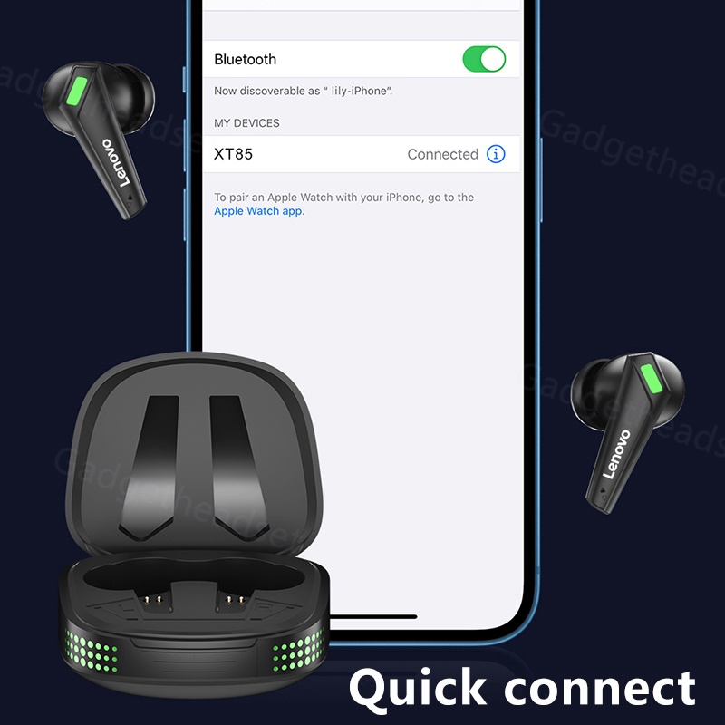 TWS Earphone Lenovo Heatset Bluetooth 5.3 Headset Game nirkabel Low Latency with Mic Stereo Dukung iPhone (iOS) dan Android