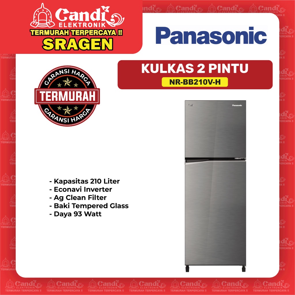 PANASONIC Kulkas 2 Pintu 210 Liter Inverter - NR-BB210V-H