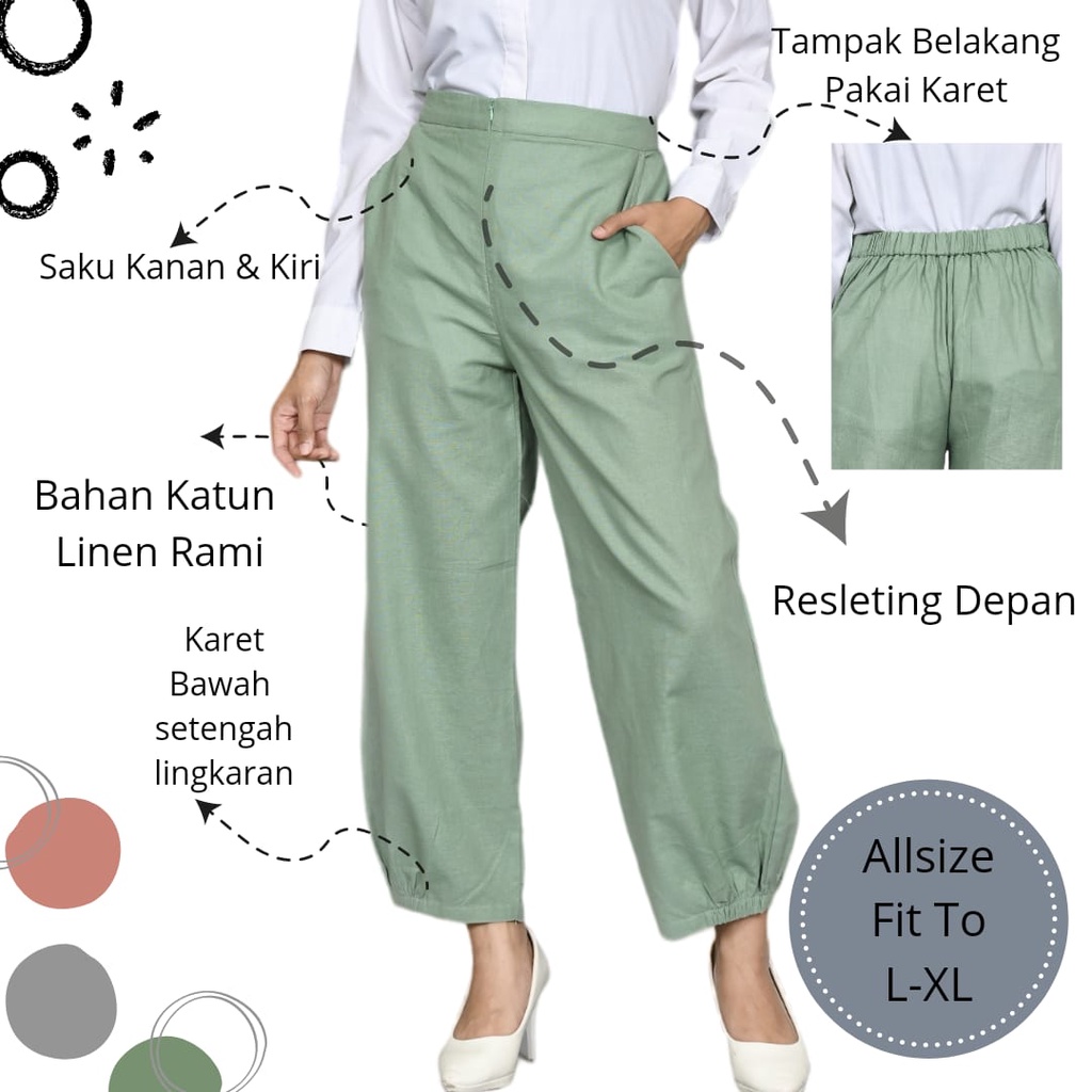 Celana Jogger Baggy Long Pants Wanita Kulot Pallazo Panjang Bawahan Basic Polos Casual Daily Wear Ka