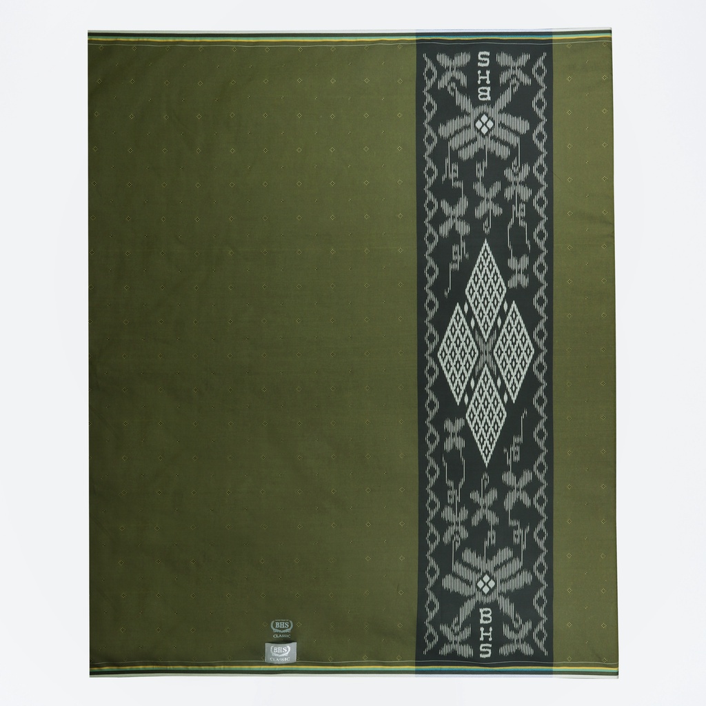 Sarung BHS Classic Silver Motif Kawung Dobby Hijau Olive / BHS GROSIR / ORIGINAL
