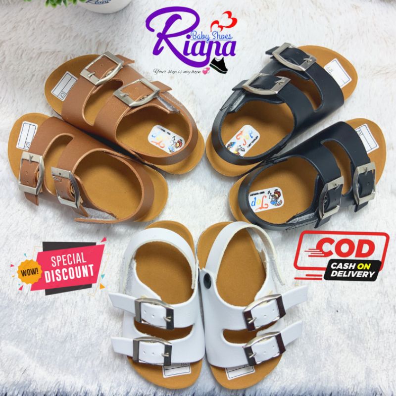 BA51 Sandal Anak Birken kulit sintetis Leather premium tebal Gesper Ban Dua murah terbaru Usia 10-30 Bulan