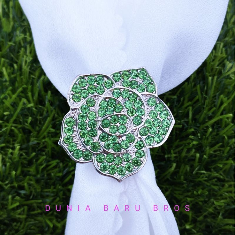 Ring Hijab Cincin Kerudung Scraft Syall Motif Bunga Mawar Fullmata Swarovski