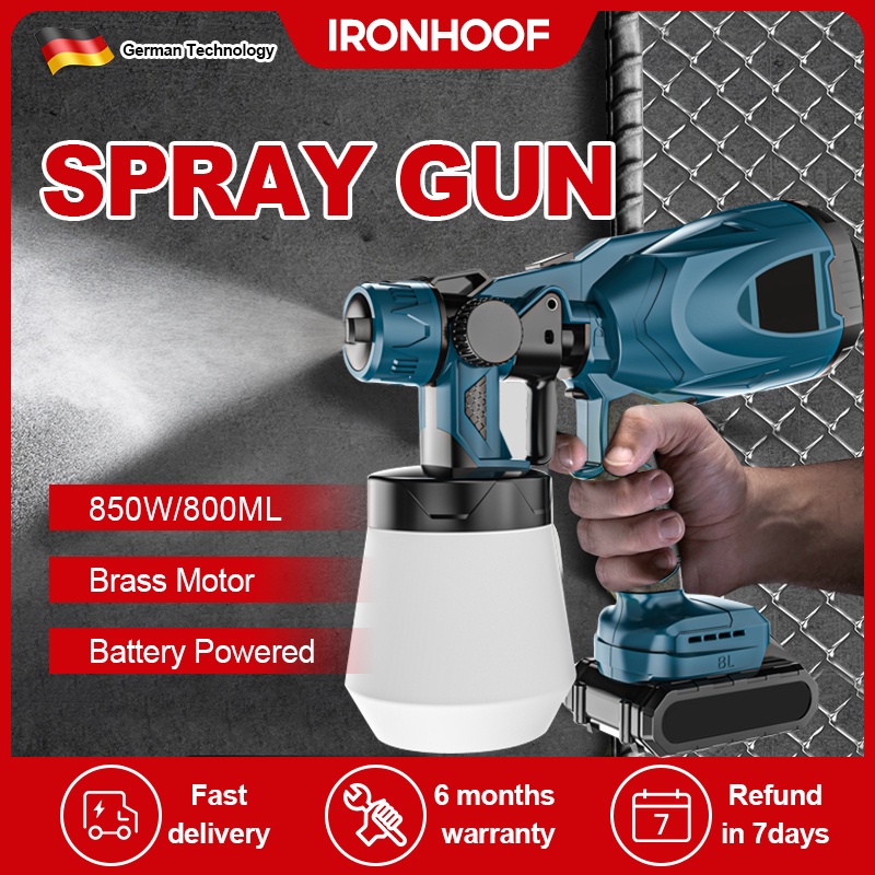 IRONHOOF 800ML Electric Spray Gun Baterai 850W spray gan Kompresor Listrik Alat Semprot Cat
