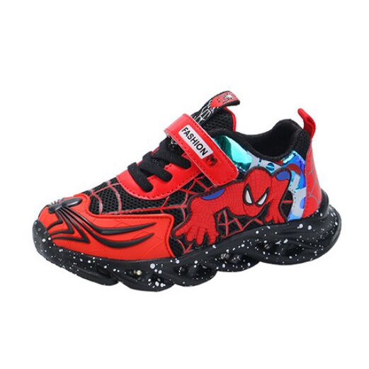 Sepatu Sneaker Anak Laki Laki - Sepatu Anak Perempuan Ultra Light Super LED Sport Import  HERO MOTIF VENOM / SPIDERMAN Running Shoes