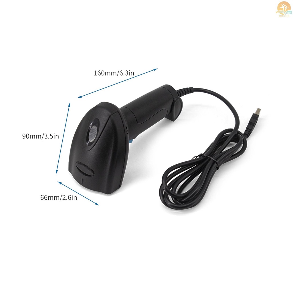 [MMOI] 1d/2d Barcode Scanner Handheld USB Wired Bar Code Reader Pemicu Manual/Pemicu Otomatis Pemindaian Mendukung Kode Kertas Kompatibel Dengan Windows Android Mac Untuk Supermarket Retai