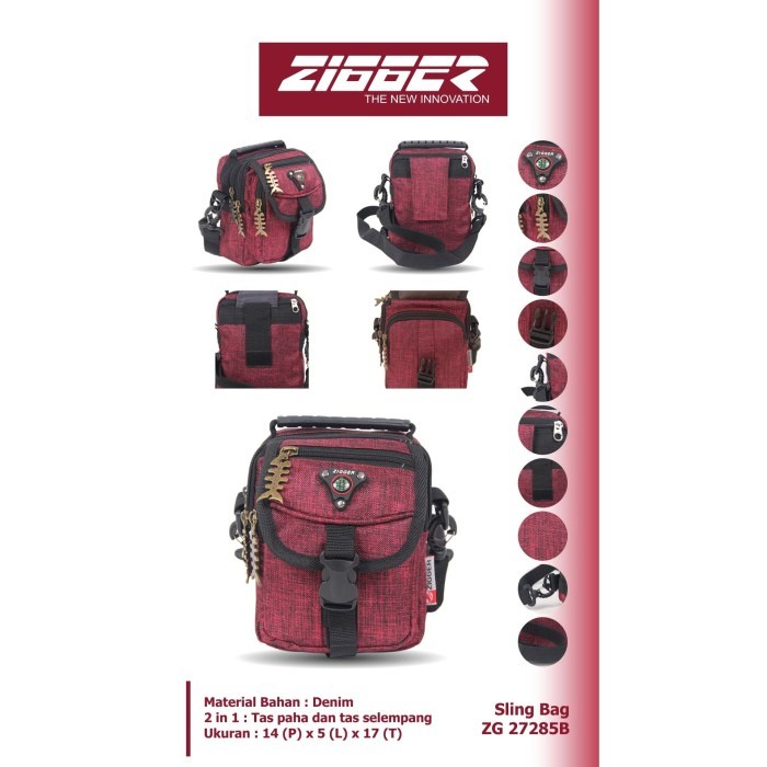 [KLIKTAS] Tas Slempang Pria 2 in 1 ZIGGER - ZG 27285B - Sling Bag Gaul